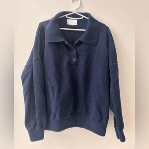 Pomander Place Navy Knit Bode Polo Sweater